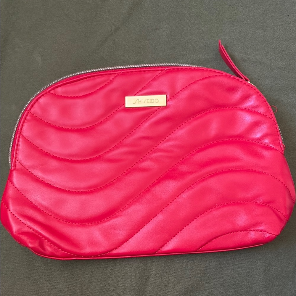 Shiseido Red Quilted Cosmetic Bag